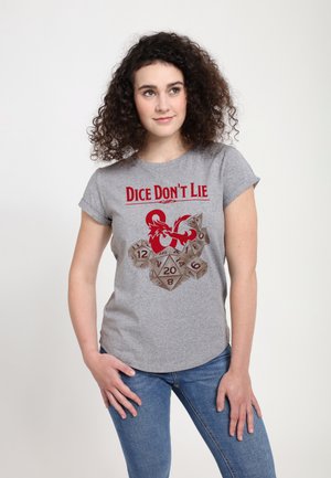 Henry Tiger DUNGEONS & DRAGONS DICE DON'T LIE - Triko s potiskem - melange grey