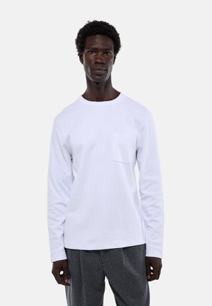 COL ROND MANCHES LONGUES AVEC POCHE POITRINE EN  - T-shirt à manches longues - blanc