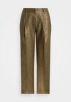 GLEN PLAID PLEATED CROPPED PANT - Auduma bikses - metallic bronze