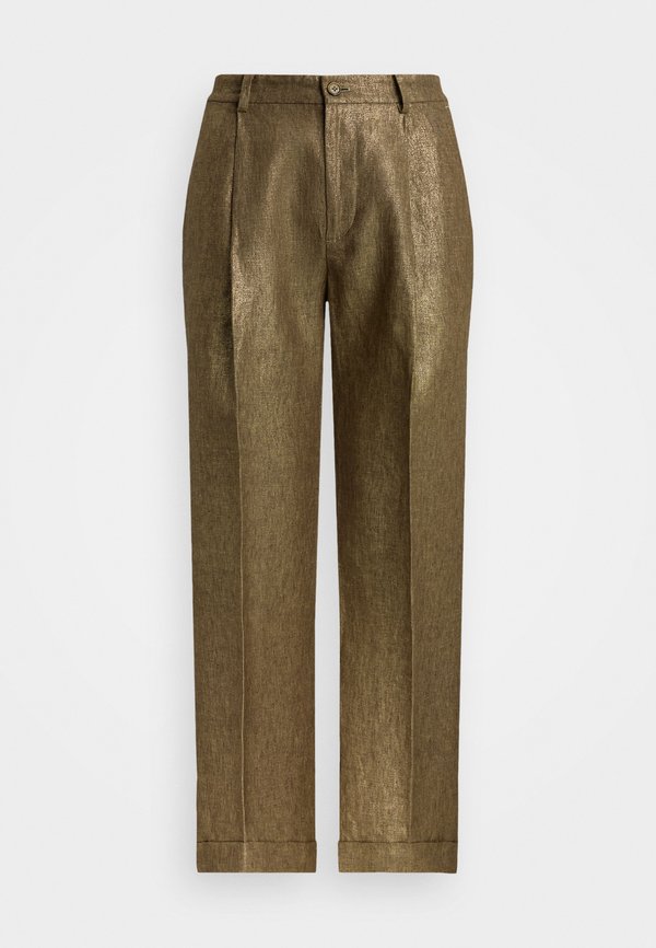 PLEATED METALLIC LINEN CROPPED PANT - Trousers - metallic bronze2