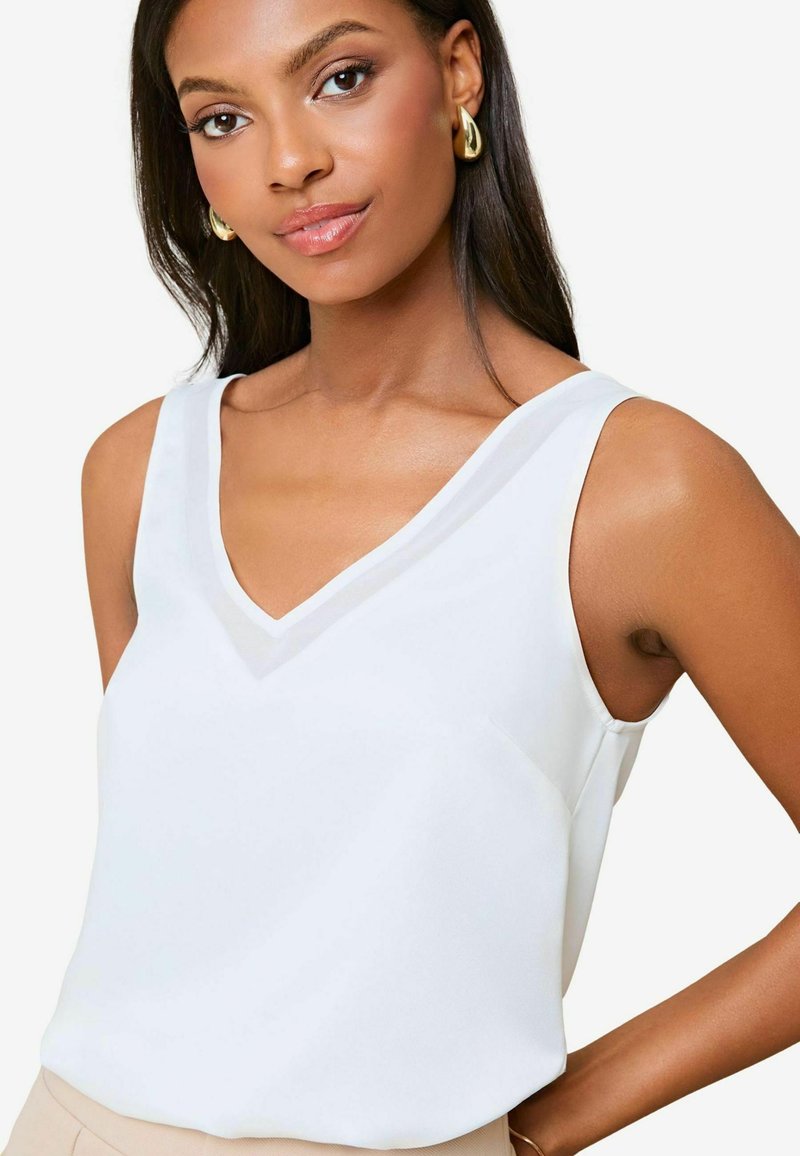 Lipsy REGULAR FIT - PANEL V-NECK - Tops - ivory white