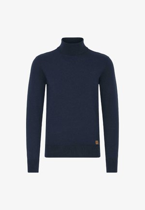 Laadukkaasta sileästä neuleesta valmistettu tummansininen poolopaita, jossa on pitkät hihat sekä ribatut kaulus ja helma. Pienen logon yksityiskohta vasemmassa alareunassa.