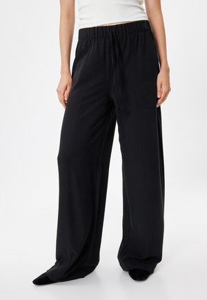 WIDE LEG - Tracksuit bottoms - black