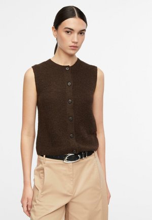 comma STRICKJACKE - Weste - dunkelbraun