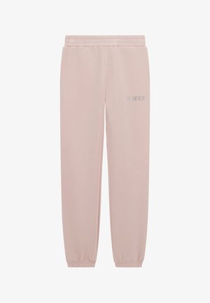 Svijetlo ružičaste trenirke s elastičnom trakom u struku, rebrastim manžetama i bočnim džepovima. Ima srebrni "GUESS" logo na lijevom bedru. Mekani materijal.