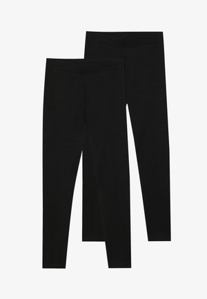 Leggings neri realizzati in tessuto elastico, con una vita senza cuciture e un design slim fit, adatti per l'abbigliamento casual o per l'esercizio.