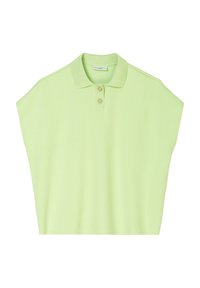 Jasnozielona koszulka polo z miękkiej bawełny, z klasycznym kołnierzykiem, trzema guzikami i krótkimi rękawami.