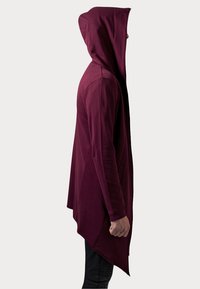 Urban Classics LONG HOODED OPEN EDGE CARDIGAN - Majica s kapuljačom i patentnim zatvaračem - burgundy