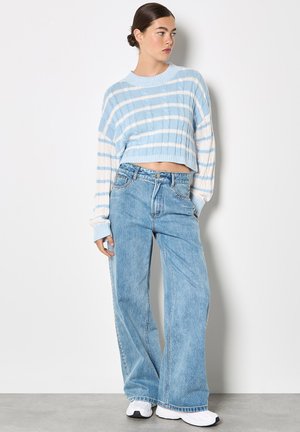 CONTRAST STRIPE CROPPED  - Strickpullover - sky blue