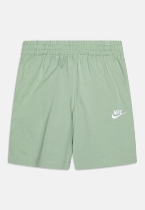 Helle grüne Shorts aus weichem Stoff. Mit elastischem Bund und seitlichen Taschen. Weißes Nike-Logo auf der Vorderseite gedruckt.
