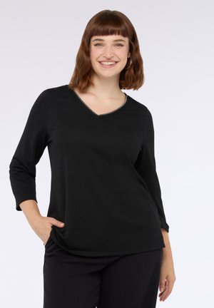 CON SCOLLO A V - Langarmshirt - nero