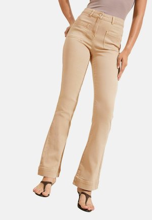 HIGH WAIST POCKET - Zvonové džínsy - neutral