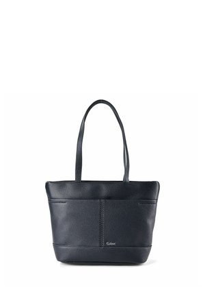 Zwarte getextureerde leren shopper met twee schouderbanden en een klein metalen "Gabor"-logo in het midden aan de voorkant.