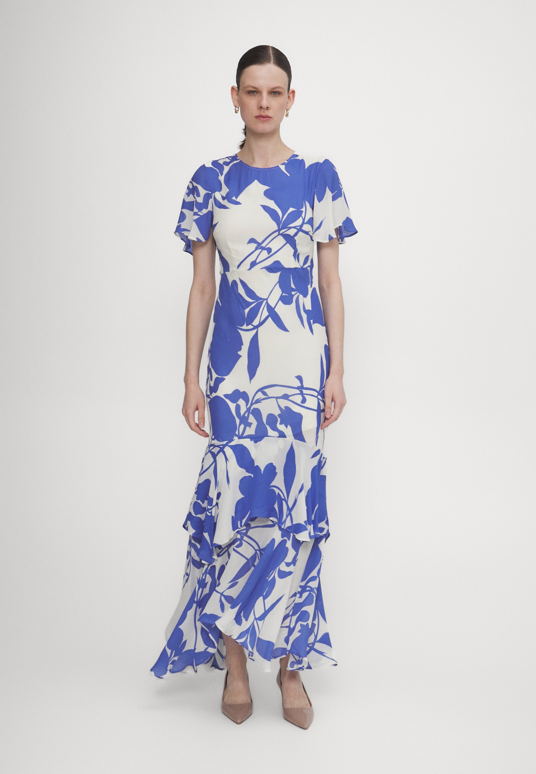 farm rio blue floral dress Off-White Richelieu Sunflower LENZING ECOVERO Euroflax Midi Dress  FARM  Rio