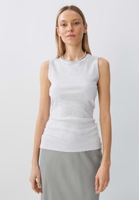 someday. SLIM FIT RIB - Top - light grey mélange