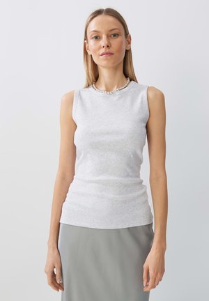 someday. SLIM FIT RIB - Top - light grey mélange