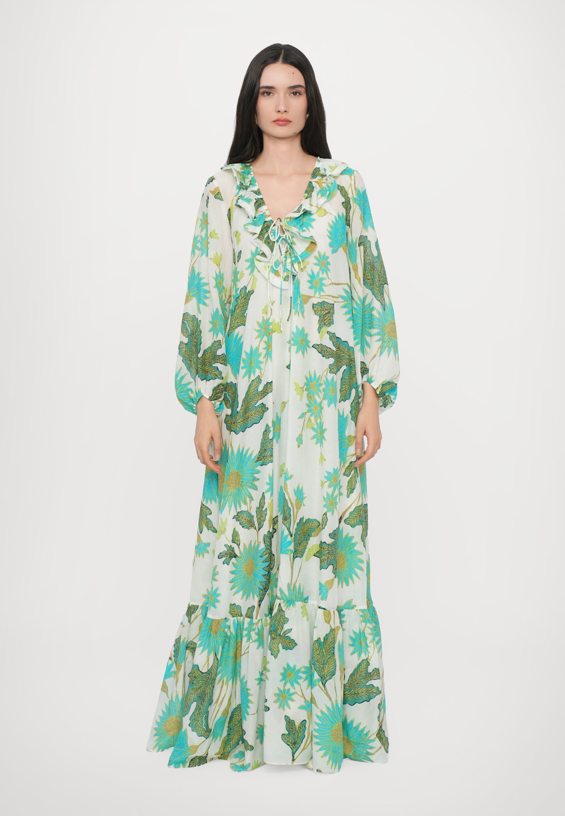 army green short dress Cotton salwar suit light green and off white with allover batik prints –  Maatshi main image 0