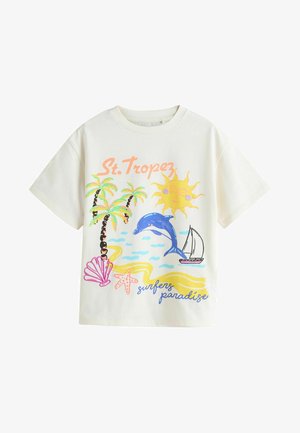 REGULAR FIT - GRAPHIC - T-shirt print - ecru white beach