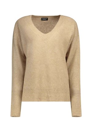 MAGLIONE SCOLLO V  - Pullover - beige