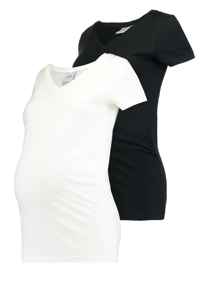 MLANNIA 2 PACK - T-shirt basic - black/snow white