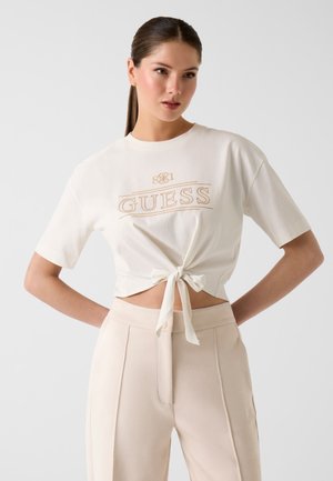 KASTENFÖRMIGES MIT LOGO - T-Shirt print - weiß