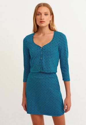 MIT RETRO MUSTERUNG - Cardigan - blue comb