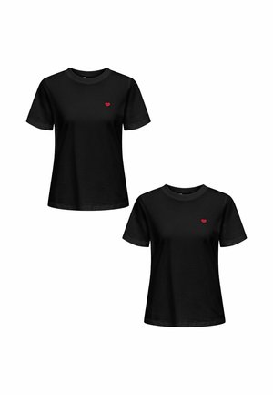 2ER-PACK RUNDHALS KURZARM - Print T-shirt - schwarz