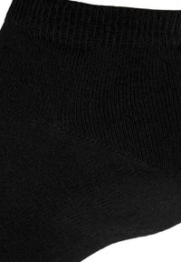 Black ankle sock featuring a ribbed top, smooth texture, and a seamless design. Ideal for comfort and everyday wear.