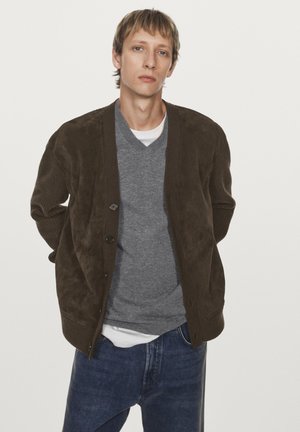 Strickjacke - mottled dark brown