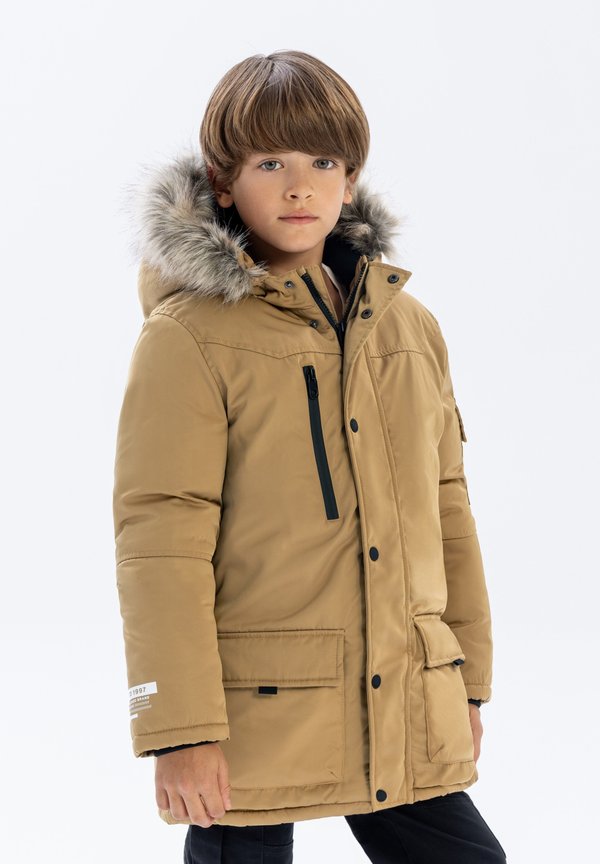 PADDED WITH FAUX FUR TRIM HOOD - Winterjacke - camel