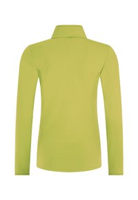 Poloshirt met lange mouwen in felgroene stof. Voorzien van een gestructureerde kraag en een gladde textuur. Geen zichtbare patronen of accenten.