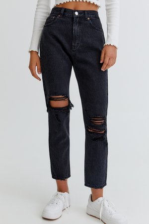 MOM - Jean boyfriend - mottled black