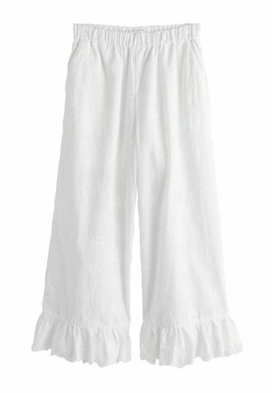 Next, REGULAR FIT - BRODERIE FRILL HEM CROP WIDE TROUSERS . - Nadrágok - ecru