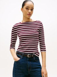 Tommy Hilfiger SLIM CODY BOAT - Hosszú ujjú felső - deep burgundy/ecru
