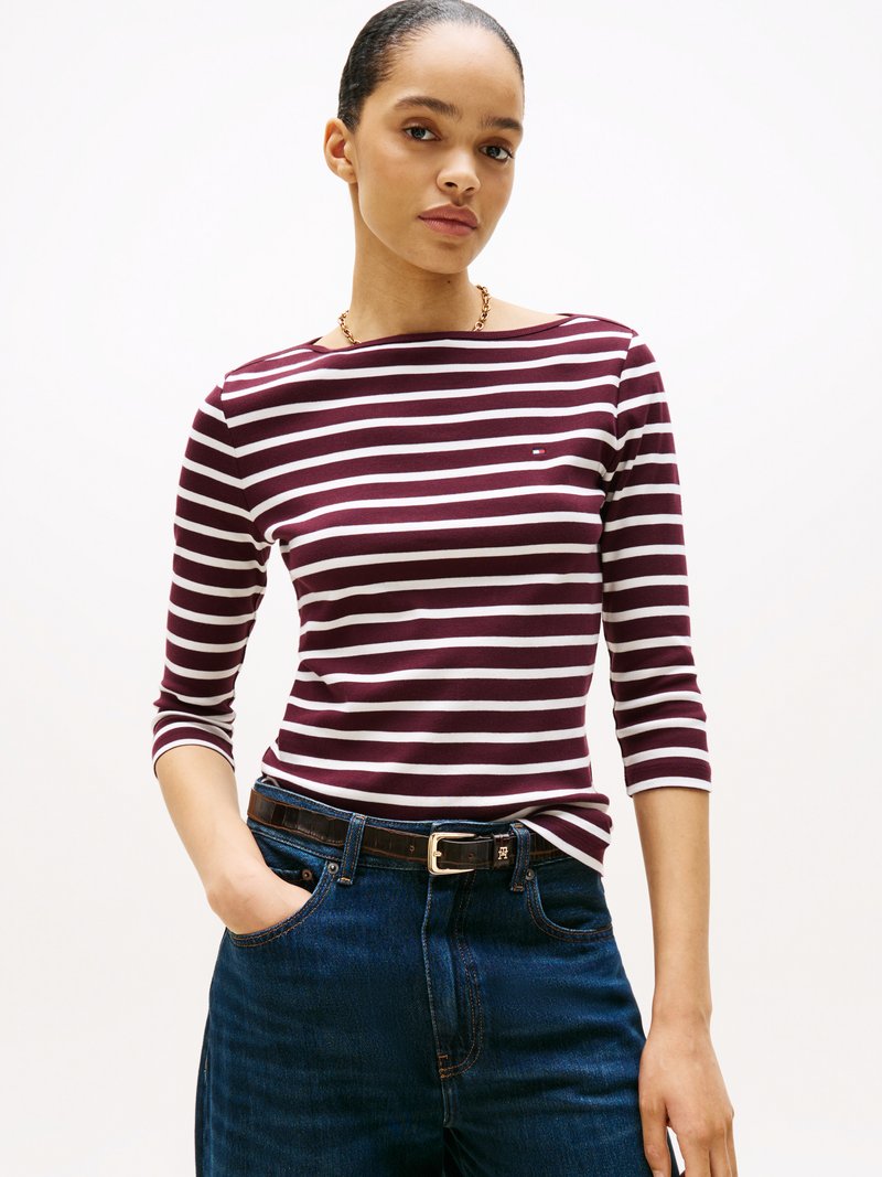 Tommy Hilfiger SLIM CODY BOAT - Hosszú ujjú felső - deep burgundy/ecru
