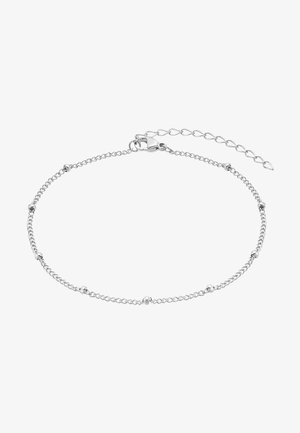 Bracelet de cheville en argent avec des accents de perles rondes, un fermoir et une longueur réglable grâce à une extension de chaîne pour la personnalisation.