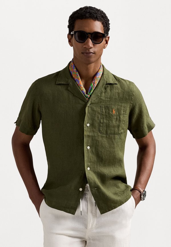 CLASSIC FIT LINEN CAMP SHIRT - Shirt - new olive