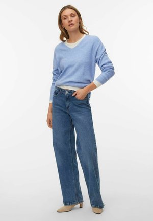 VMCREWLEFILE LS V-NECK NOOS - Trui - brunnera blue