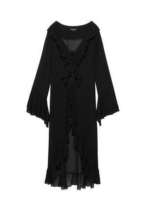 PULL&BEAR, LONG FRILLED - KIMONO - Veste légère - black