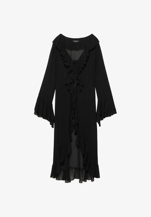 PULL&BEAR, LONG FRILLED - KIMONO - Veste légère - black