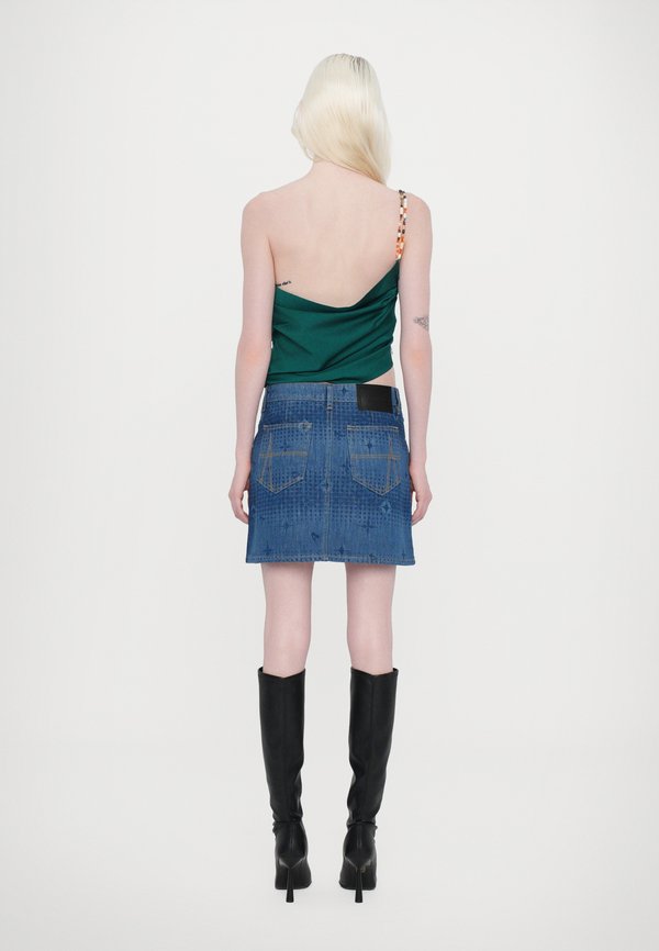 WOMENS LASER MINI SKIRT - Denim skirt - mid wash indigo3