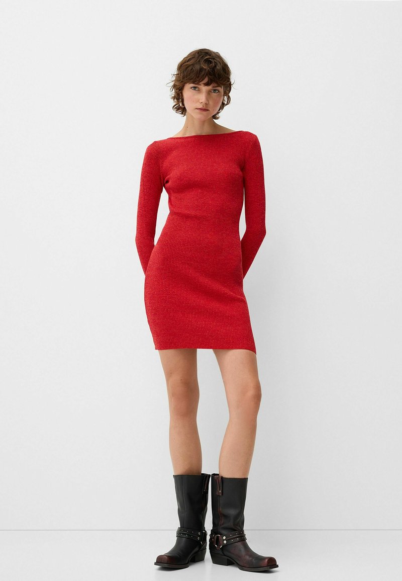 Bershka Gebreide jurk rood