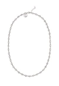 Collier en argent avec maillons ovales, présentant un design tordu. Comprend un fermoir en forme de homard et une longueur ajustable pour un bon ajustement.