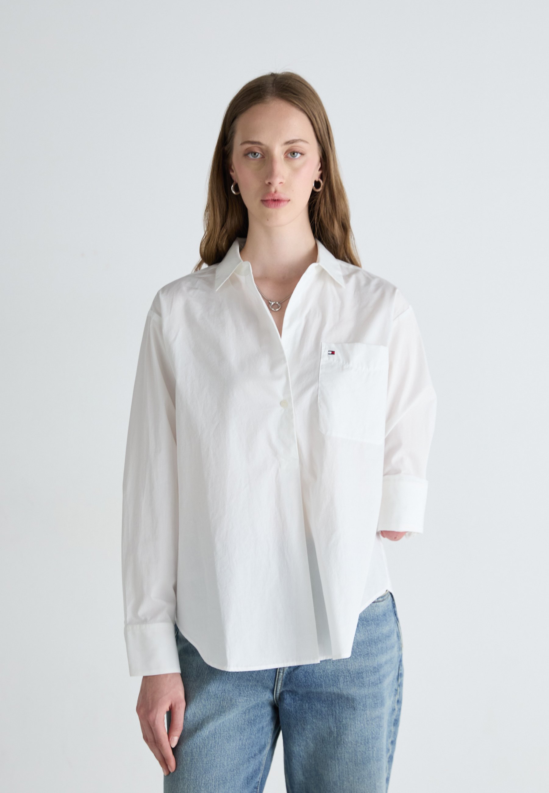 売れ筋商品|||トミー ヒルフィガー シャツ レディース トップス EASY FIT SHIRT - Button-down blouse - optic white Tommy Hilfiger EASY FIT SHIRT - Button-down blouse - optic