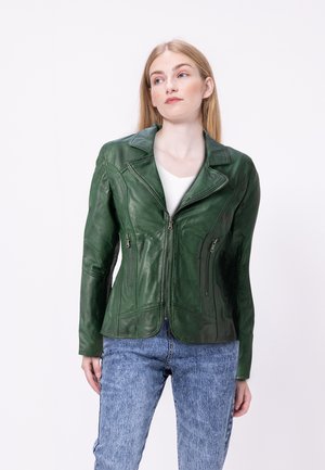 NO N4ME Leather jacket - grün