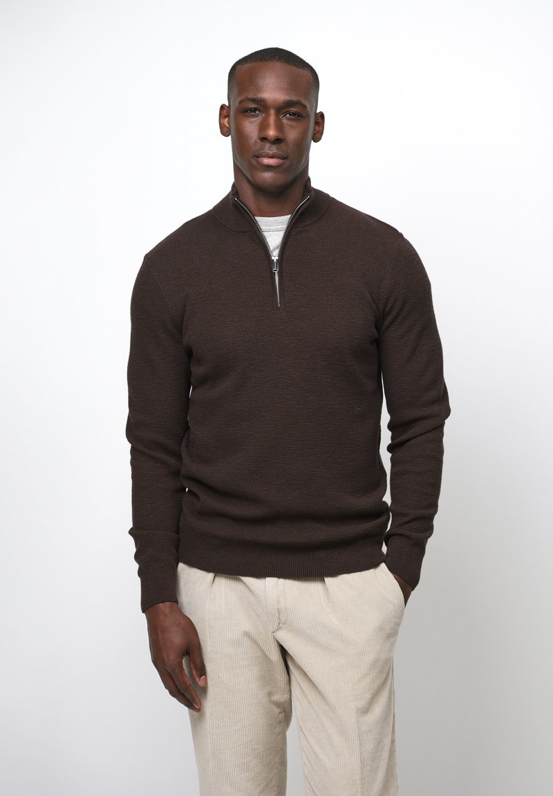 PROFUOMO 1/2 ZIP - Maglione - dark brown
