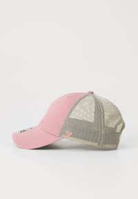 Roze stoffen pet met een gebogen klep, mesh achterkant en een logo patch aan de voorkant. Voorzien van een snapback-sluiting voor een verstelbare pasvorm.