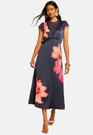 Love & Roses, REGULAR FIT - FLORAL LACE FLUTTER SLEEVE SLIP MIDI DRESS - Day dress - navy