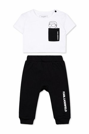 KARL LAGERFELD KIDS T-SHIRT + PANT UNISEX SET - Donji dijelovi trenirke - white  black