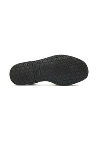 Black rubber shoe sole featuring a textured pattern with wave-like grooves for traction, designed for durability and grip in various conditions.